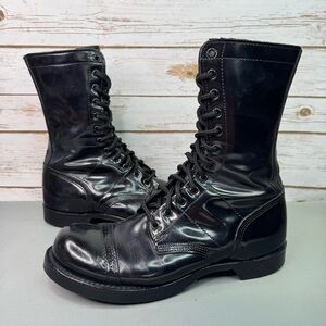 Vintage Corcoran 1500 Cap Toe Jump Boots 10" Black Leather Combat Size 10 USA